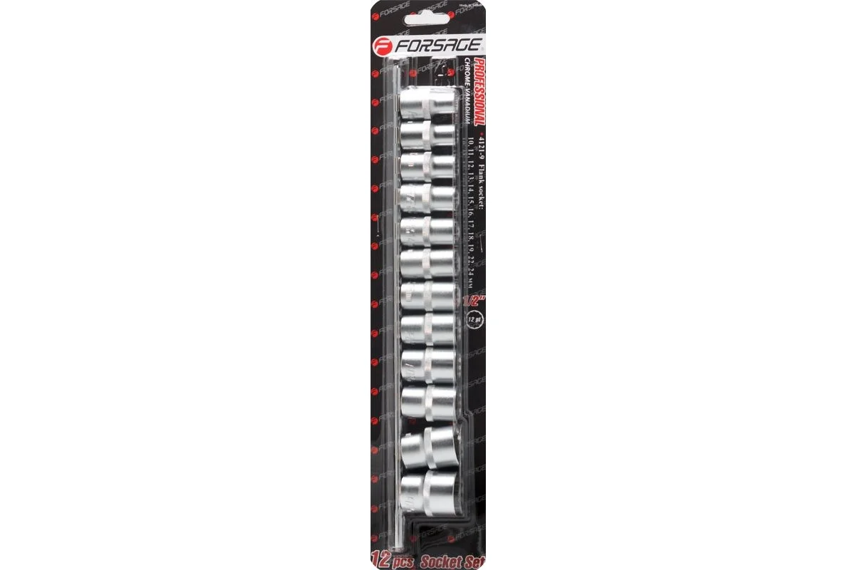 Набор головок 1/2", 10-24мм, 12пр. 12-гранная  Forsage F-4121-9