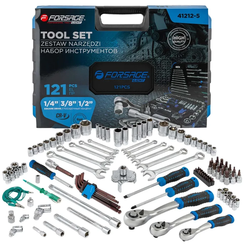 Набор инструментов 121пр. 1/4''3/8''1/2''6гр  LIGHT Forsage F LIGHT-41212-5