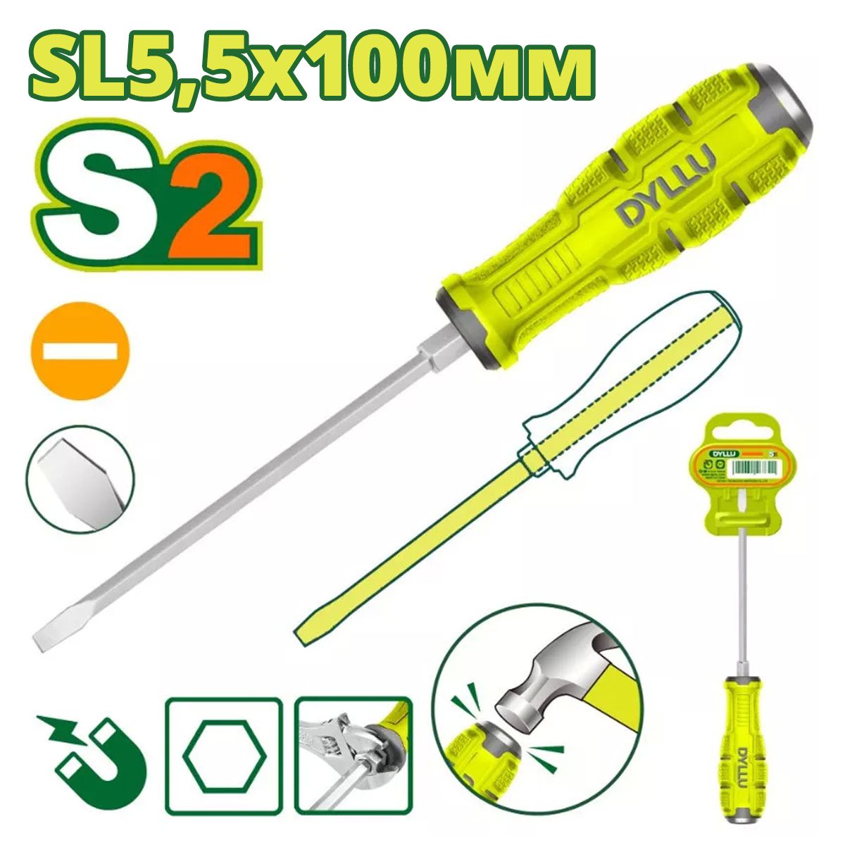 Отвертка шлицевая SL5,5 100мм ударная  DYLLU DTQJ1254