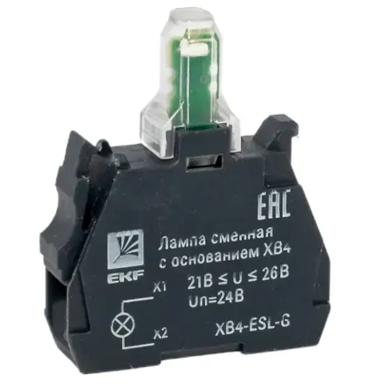 Лампа сменная c основанием XB4 зеленая 24В EKF XB4-ESL-G