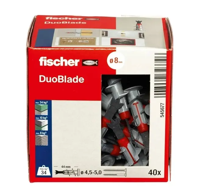 Дюбель для гипсокартона дрива DUOBLADE кор. с окошком (упак. 40шт) Fischer 545677f