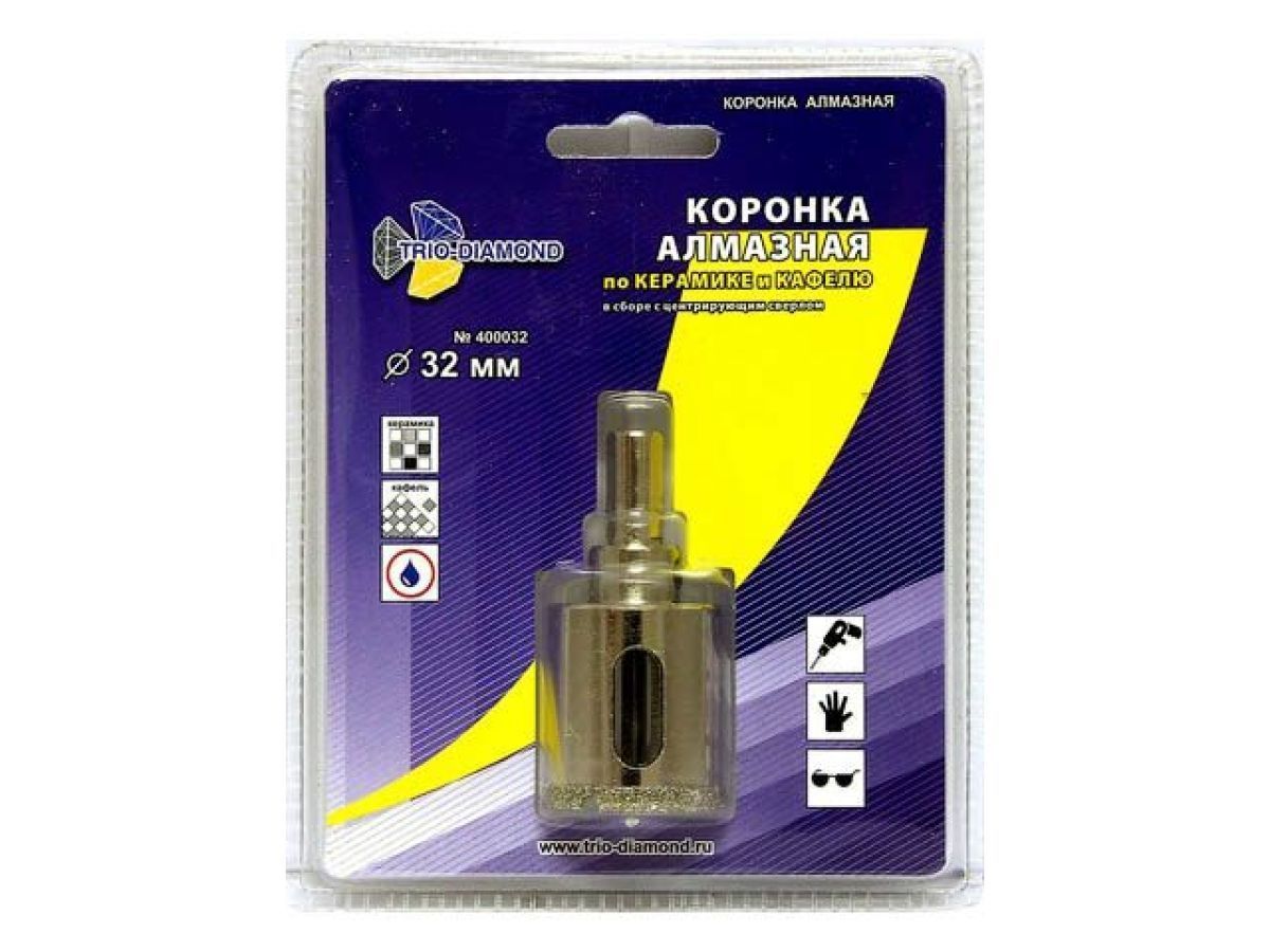 Коронка алмазная d 32 мм. по керамике и кафелю TRIO-DIAMOND 400032