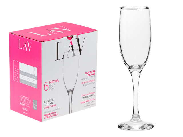 Набор бокалов для шампанского, 6 шт., 190 мл, серия Mayra  LAV LV-MAY535F
