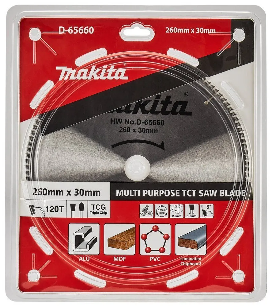 Диск пильный 260x2.6х30 мм Z120 Standard (алюминий)  MAKITA D-65660