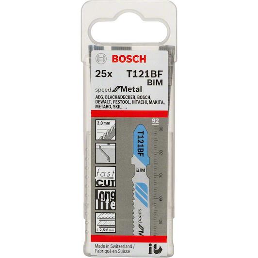 Пилка для лобзика T 121 BF Speed for Metal (25 шт) BOSCH 2.608.636.703