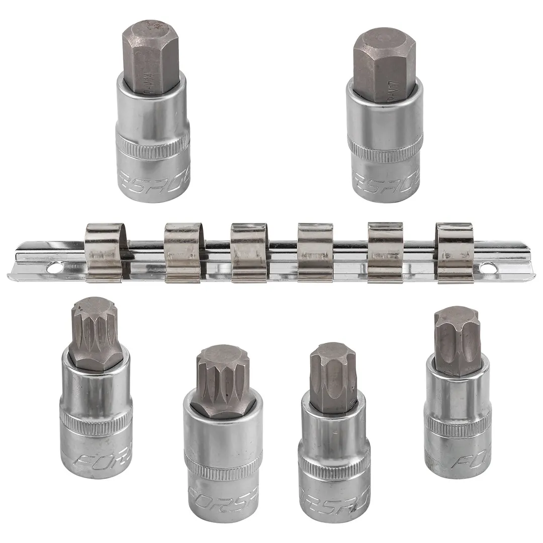Набор головок-бит Spline, Torx, Hex, 6 пр, на планке Forsage F-40920