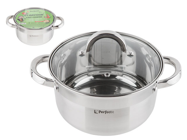 Кастрюля из нержавеющей стали, 3.2 л, ф20x11.5 см, STARCOOK PERFECTO LINEA 50-520115