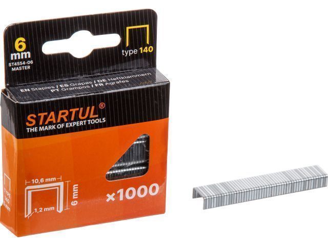Скобы   6мм тип 140 (1000шт) STARTUL MASTER (ST4554-06) STARTUL ST4554-06