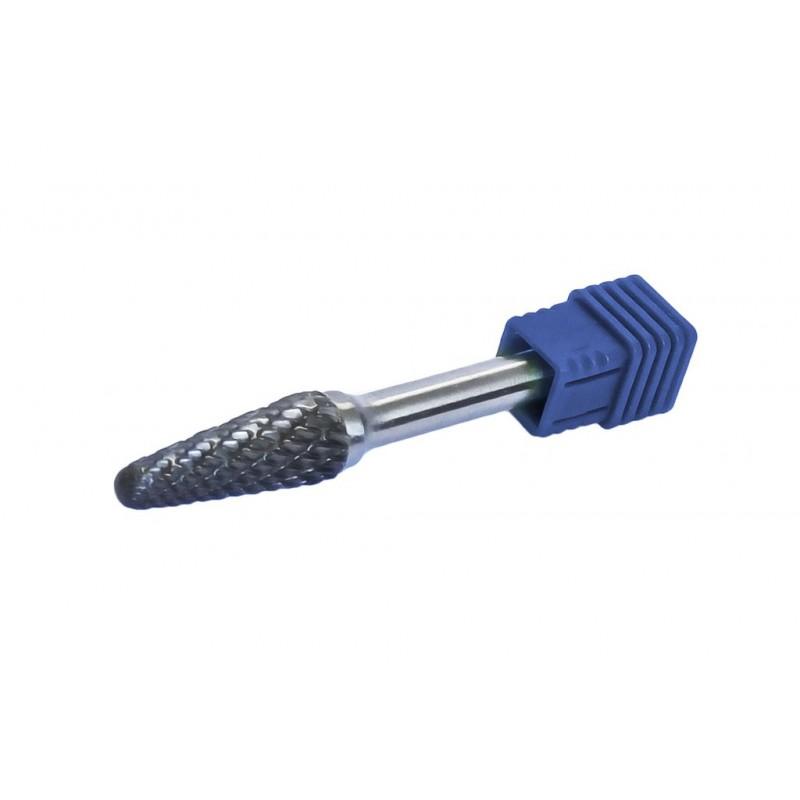 Шарошка коническая скругленная удлиненная по металлу(? 6mm,? хвостовика 6mm), в пластиковом футляре Forsage F-617L0616