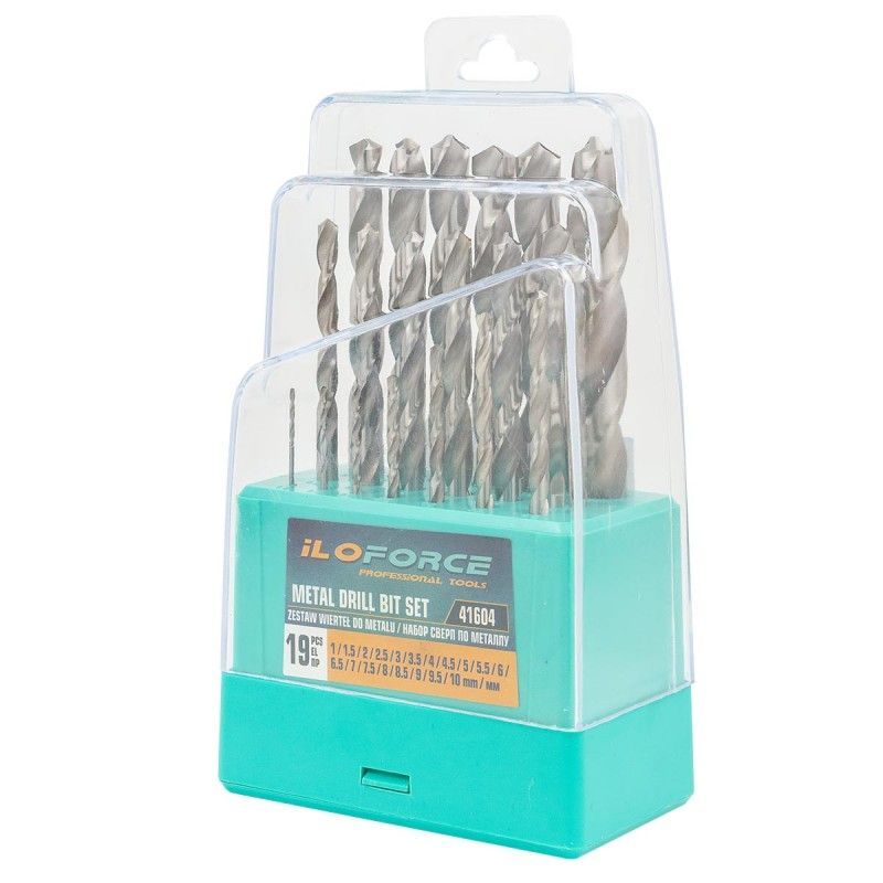 Сверла по металлу, набор 19пр. (1-10мм) ILOforce IF-41604