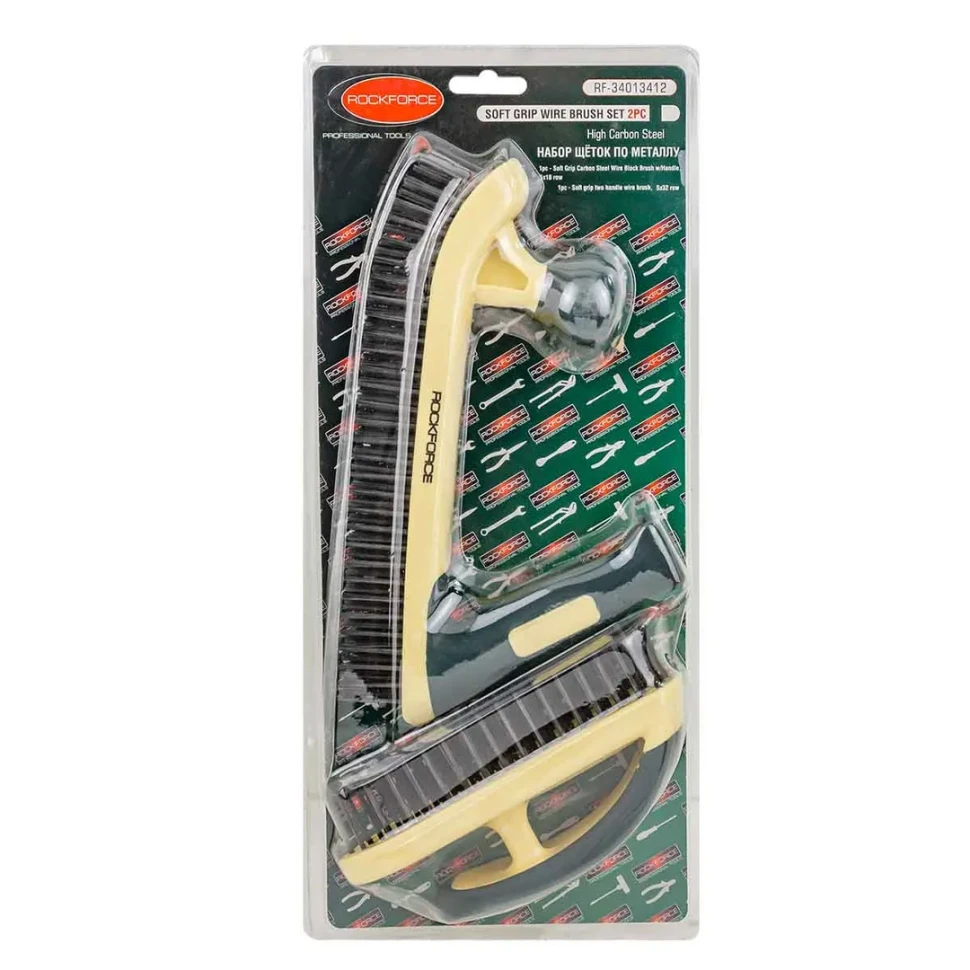 Набор щеток по металлу в пластиковом корпусе с прорез. рук-ми 2пр.(материал проволоки:высокоуглеродистая сталь5х18 и 5х32ряда) Rock FORCE RF-34013412