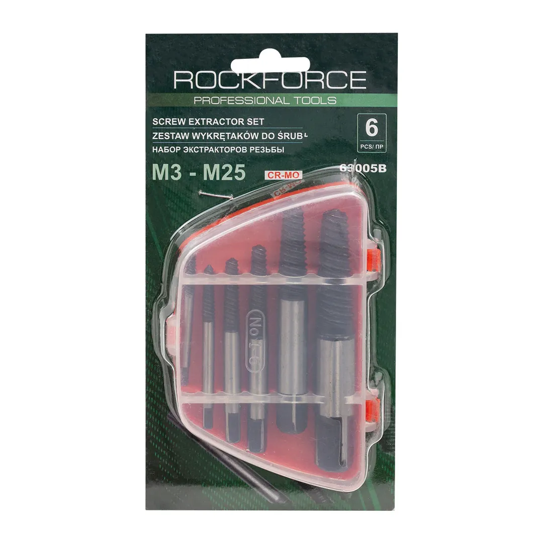 Набор экстракторов резьбы 5пр.(М3-М18) "мелкий шаг"  Rock FORCE RF-63005B