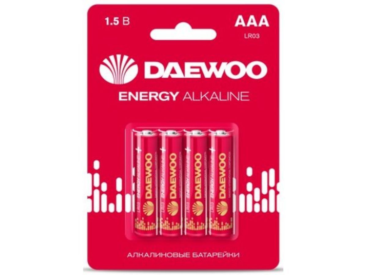 Батарейка AAA LR03 1.5V alkaline BL-4шт ENERGY DAEWOO 5029903