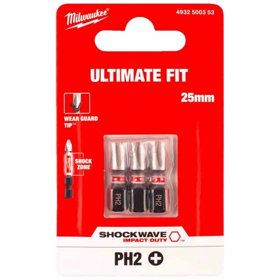 Бита ударная Shockwave Impact Duty PH2 25 мм (3 шт) Milwaukee 4932500353