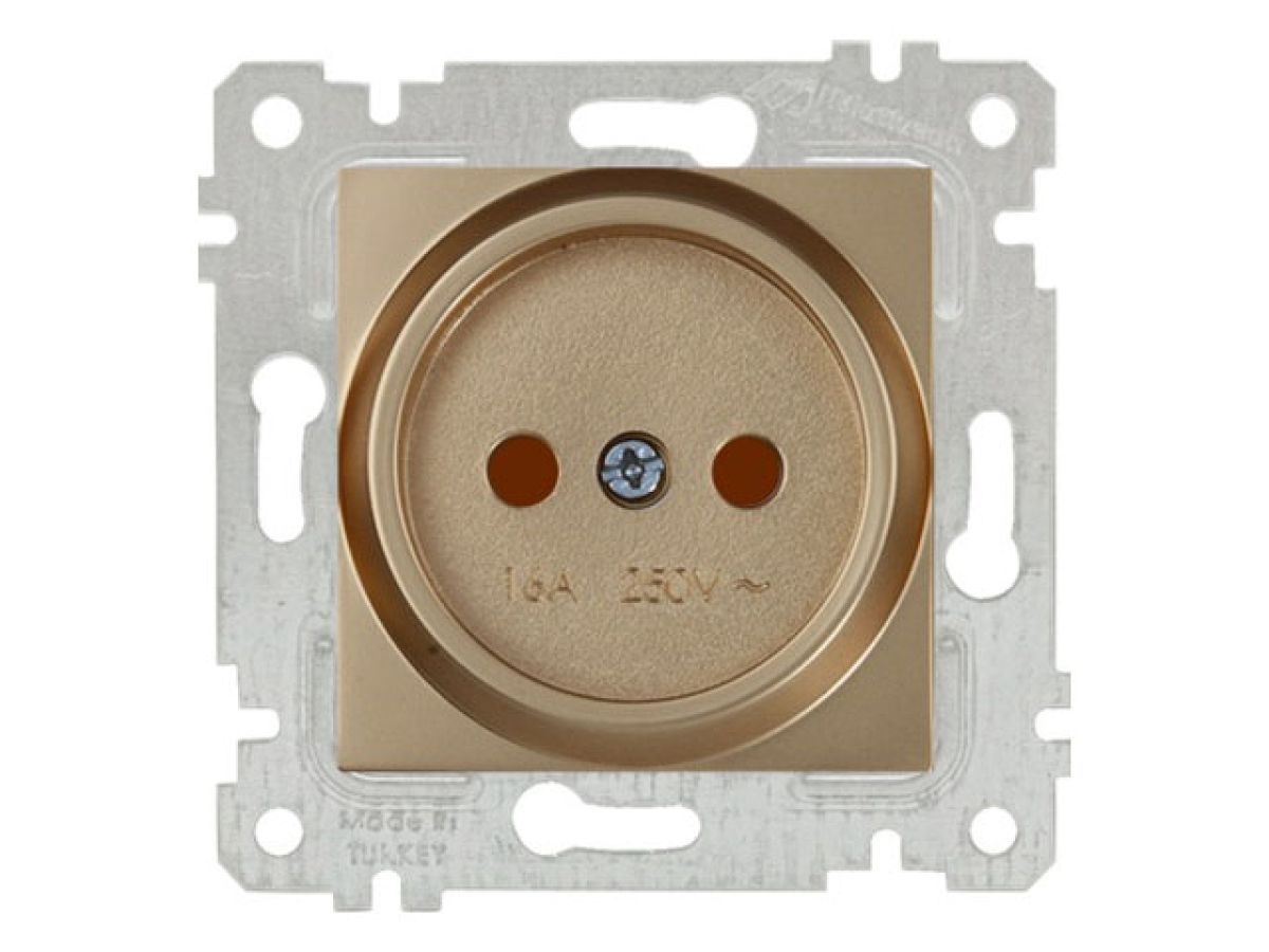 Розетка 1-ая (скрытая, без рамки, б/з, шторки) золото, RITA (16 A, 250 V, IP 20) MUTLUSAN 2200 606 0280