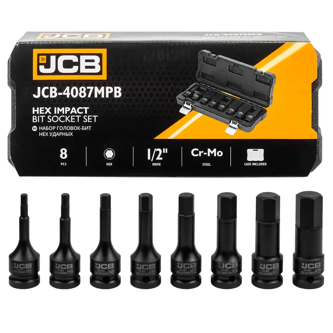 Набор головок-бит HEX ударных 8пр. 1/2"  JCB JCB-4087MPB