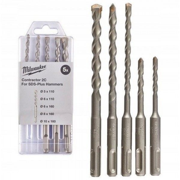 Набор__Буры SDS-plus Contractor 2C (5/5/6/8х110, 6/8/10/12х160) - 7 шт, MILWAUKEE 4932471244