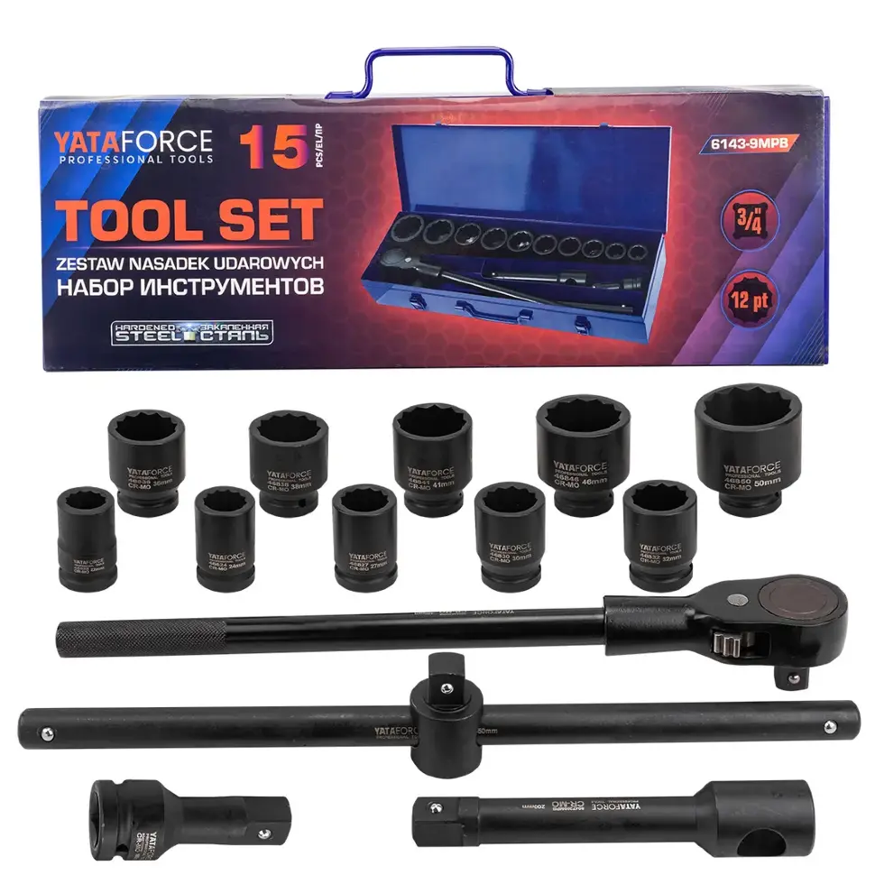 Набор инструментов 15пр. 3/4" (12гр.) YATAFORCE YF-6143-9MPB