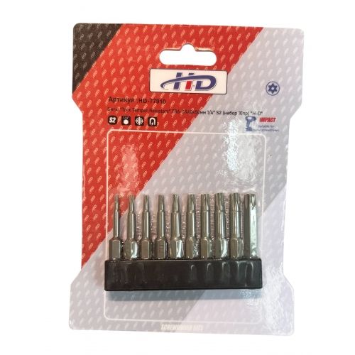 Биты "Torx Tamper Resistant" TR6-TR40x50мм 1/4" S2 (набор 10пр)  H-D HD-77910