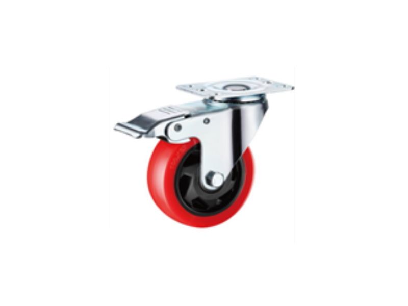 Колесо поворотное усиленное полиуретан SCBM 42 100 мм с тормозом, шт TOR 1027249