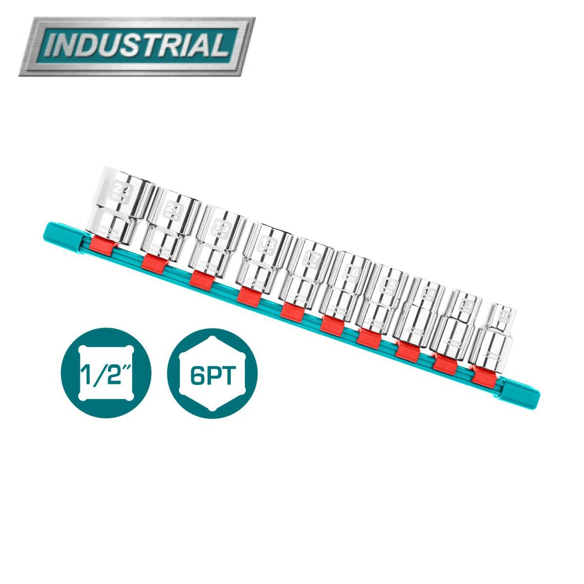 Набор головок 1/2", 10-24мм, 6гр   (10шт.)TOTAL THT121101