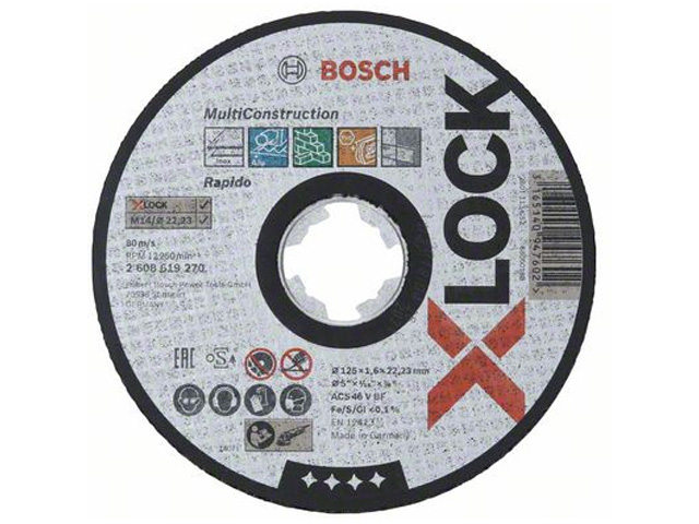 Круг отрезной 125x1.6x22.2 mm универсальный X-LOCK Multi Material (прямой)  ...BOSCH 2608619270
