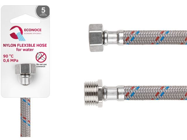 Подводка гибкая, Nylon, гайка 1/2" - штуцер 1/2" 40 см (6 Bar, 90°С)  ...ECONOCE EC035040