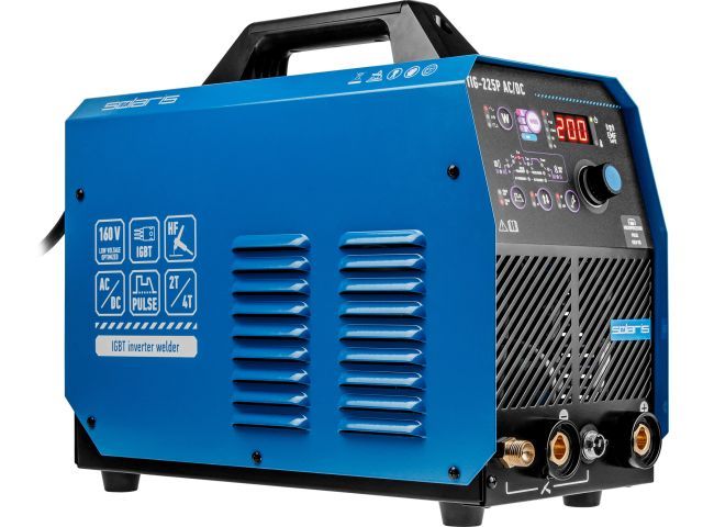 Инверторный аппарат аргонодуговой сварки TIG-225P AC/DC (AC/DC TIG, COLD TIG, PULSE, HF, LIFT, MMA, 200 A, 160 В-240 В) SOLARIS SL5718-8