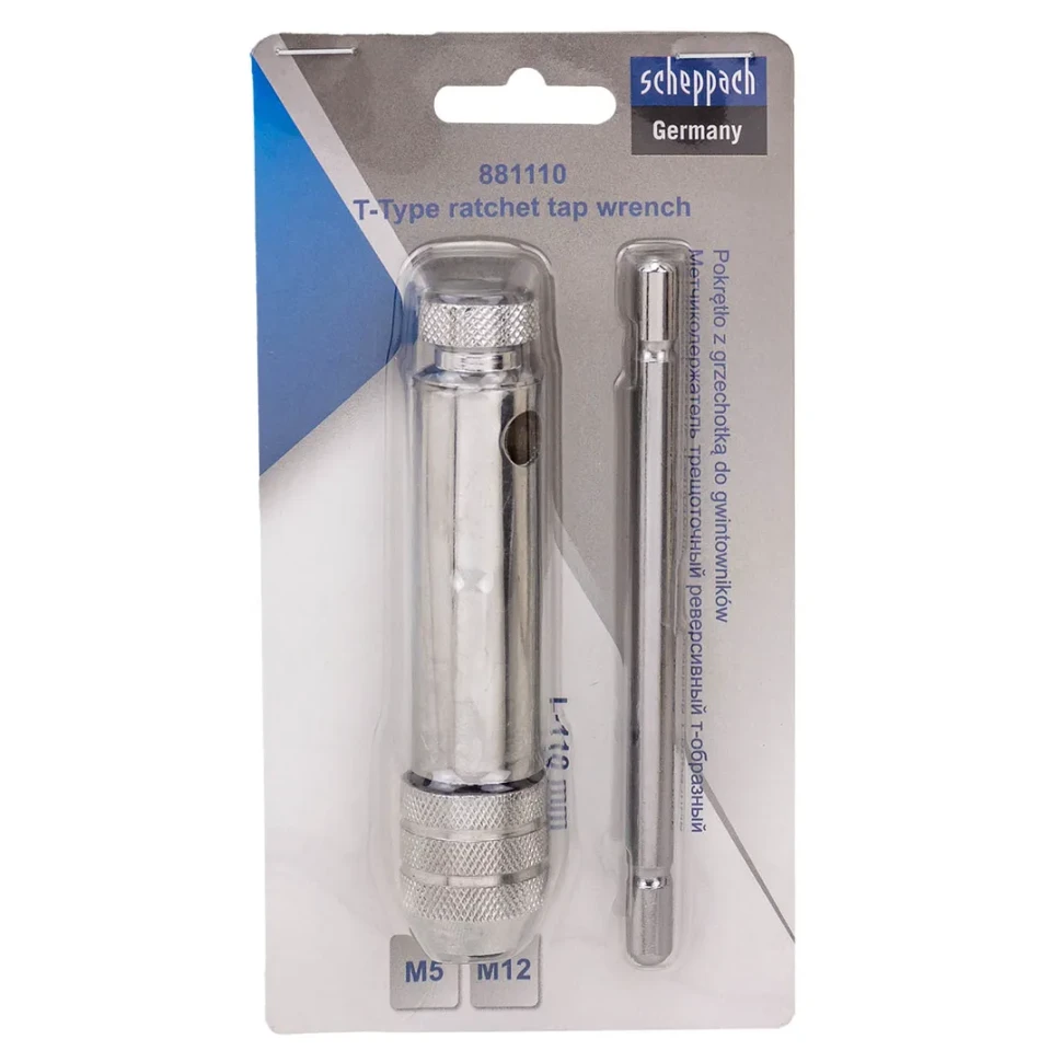 Метчикодержатель трещоточный Т-образный 110мм (М5-М12)  Scheppach Sch-881110