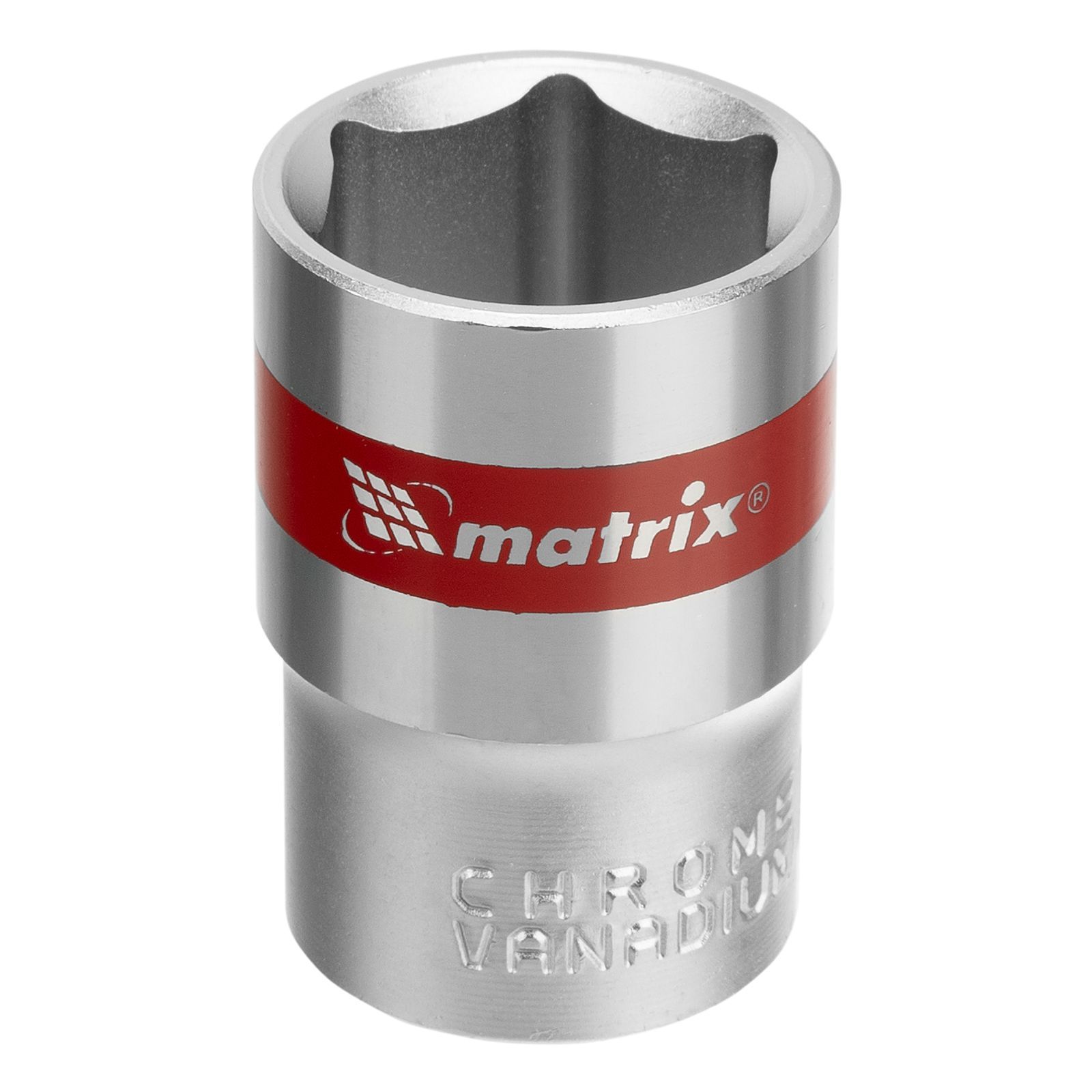 Головка торцевая, 19 mm, 6-гранная, CrV, под квадрат 1/2", хромированная Matrix 13119