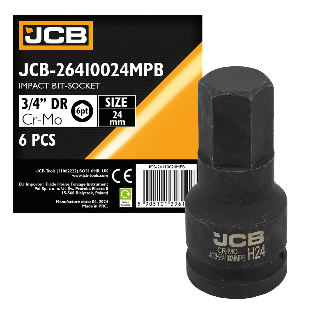 Головка-бита ударная 6-гранная 3/4", 24мм  JCB JCB-26410024MPB