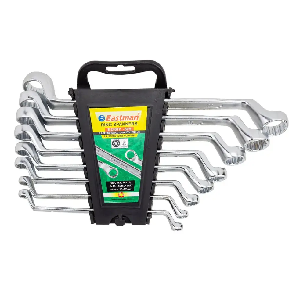 Ключи накидные отогнутые, набор 8 предметов ( 6х7, 8х9, 10х11, 12х13, 14х15, 16х17, 18х19, 20х22 мм) Stab E-2407P-N8