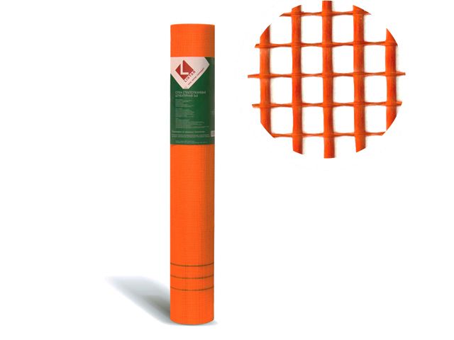Стеклосетка штукатурная 5х5, 1мх50м, 160, оранжевая, DIY (разрывная нагрузка 1300Н/м2)  481427300074...Lihtar 4.81427E+12