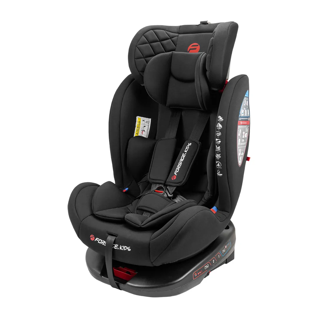 Автокресло детское 0-36 кг, поворотный механизм 360°, с ISOFIX .FORSAGE kids BS12 Black