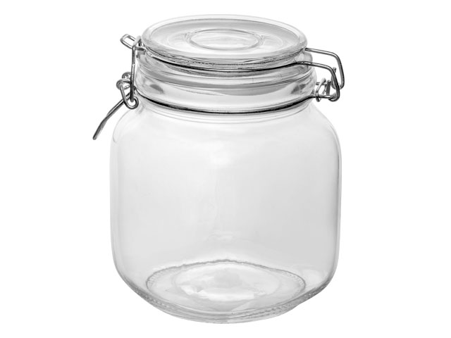 Банка для сыпучиx продуктов стеклянная WECKER 1000 мл (Банка с бугельным замком) PERFECTO LINEA 34-211609
