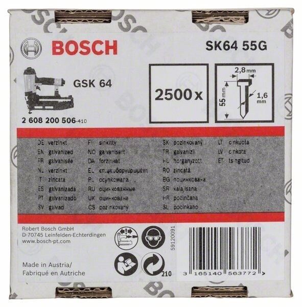 Гвозди для GSK 64 SK64 55G (2500шт)  BOSCH 2608200506