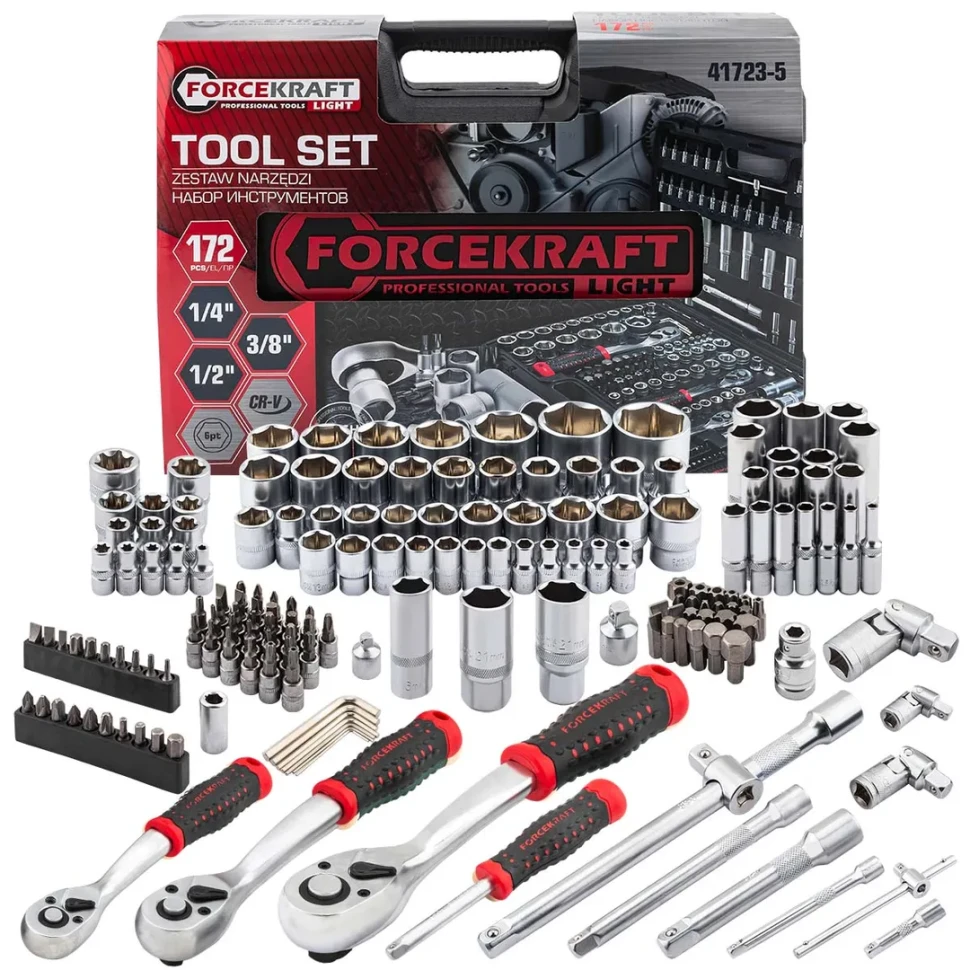 Набор инструментов 172пр. 1/4''3/8''1/2''6гр  LIGHT FORCEKRAFT FK LIGHT-41723-5