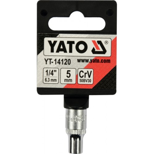 Головка торцевая 1/4" 6гр.  5mm L25mm CrV на держателе  YATO YT-14120