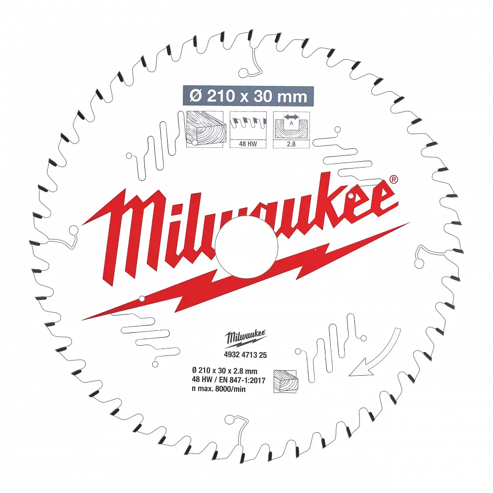 Диск пильный 210х2.8х30 мм/Z48 (дерево) MILWAUKEE Milwaukee 4932471325