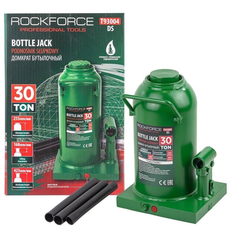 Домкрат бутылочный 30т (h min 255мм, h max 423мм)  Rock FORCE RF-T93004