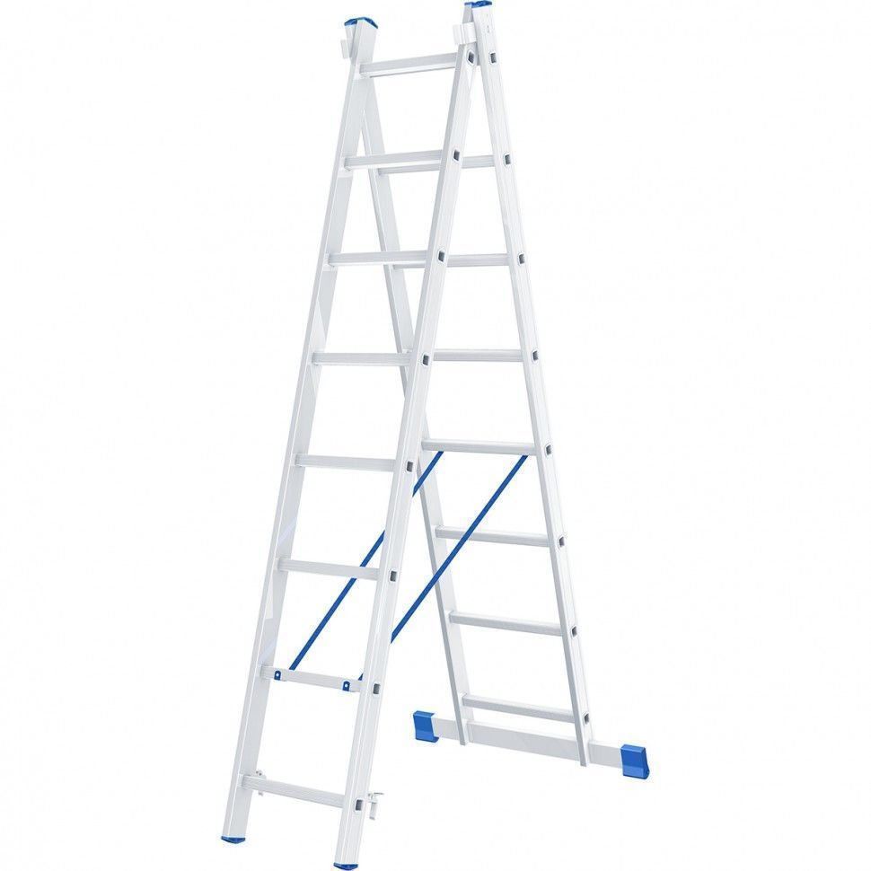 Лестница, 2 х 8 ступеней, алюминиевая, двухсекционная  Сибртех 97908