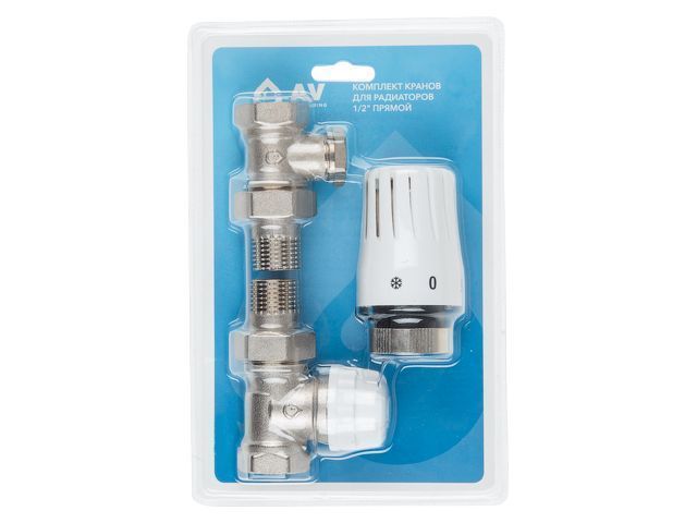 Комплект кранов для радиаторов 1/2" прямой (с термоголовкой)  ...AV Engineering AVE144212