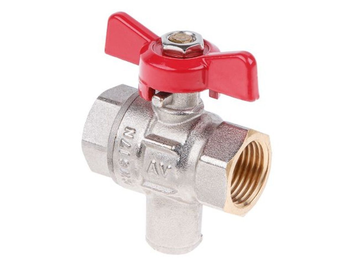 Кран шаровый 1/2" под манометр, ручка-флажок PN40 AV Engineering AVE097001