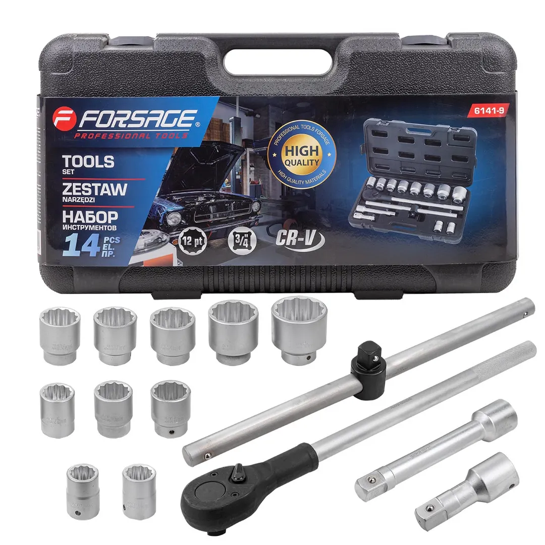 Набор инструментов 14пр.3/4" ( 22 - 50 мм) (12-гран.) Forsage F-6141-9