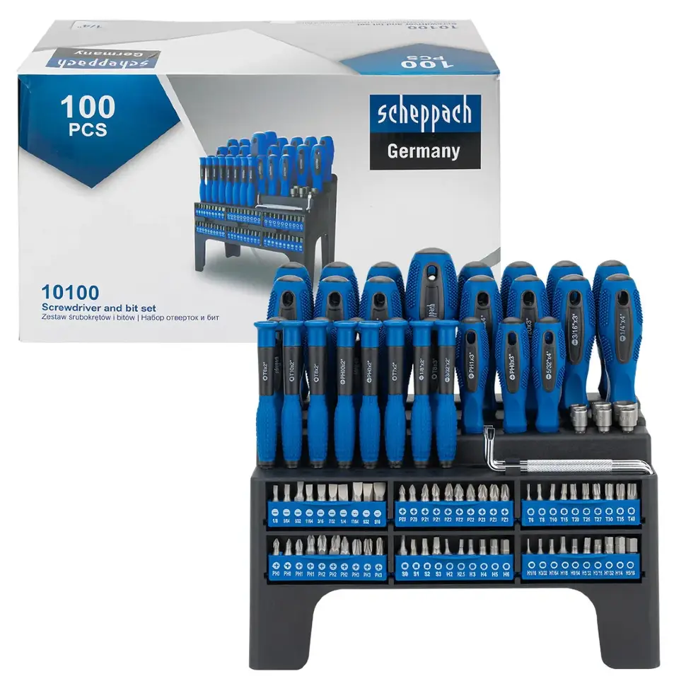 Набор отверток и бит 100пр. 1/4" Scheppach Sch-10100