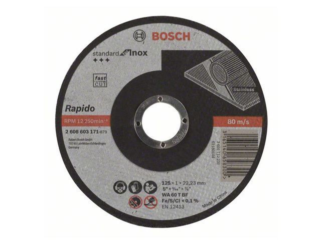 Круг отрезной 125x1.0x22.2 mm для нержавеющей стали Standart BOSCH 2608603171