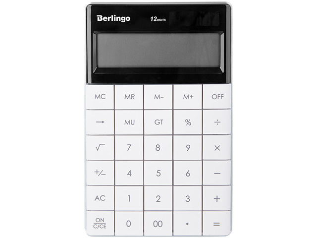 Калькулятор настольный Power TX 12 разр. двойное питание 165х105х13 mm белый  ...BERLINGO CIW_100
