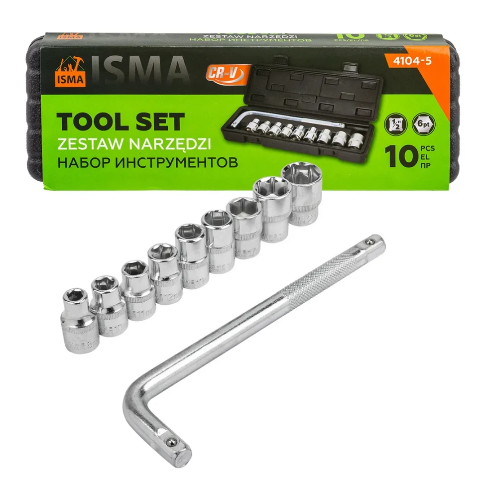 Набор инструментов 10пр. 1/2" (6гр.)  ISMA ISMA-4104-5