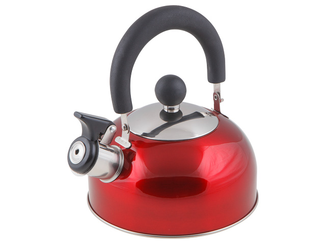 Чайник со свистком, нержавеющая сталь, 1.2 л, серия Holiday, красный металлик  ...PERFECTO LINEA 52-012015