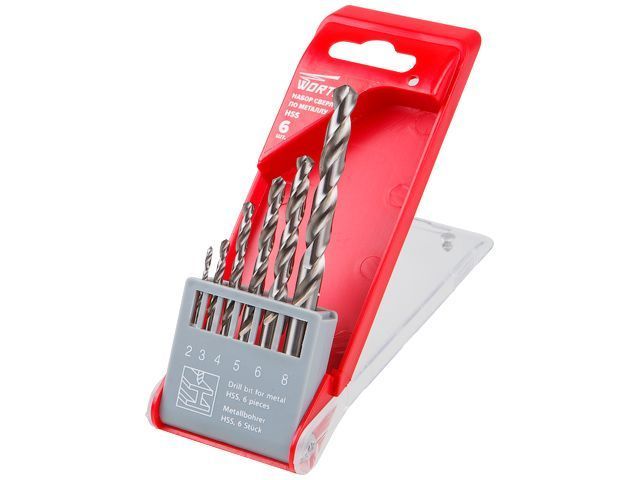 Набор сверл по металлу 2-3-4-5-6-8мм, HSS, 6шт,  WORTEX WDBS2008M10611